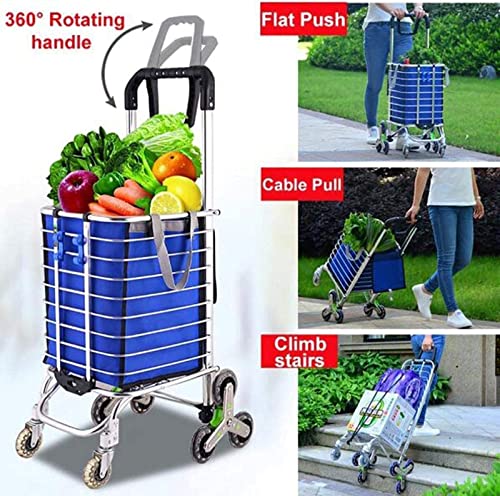 TOYOCC Folding Shopping Cart with Swivel Wheels and Removable Canvas Bag