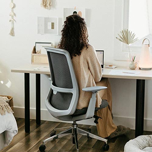 Haworth Soji Office Chair with Ergonomic Adjustments, Lumbar Support, Flexible Mesh Back - Mist