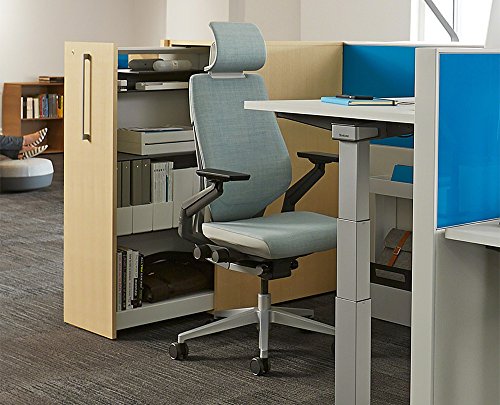 Steelcase Gesture Office Desk Chair with Headrest Cogent Connect Graphite Fabric Standard Black Frame Hard Floor Caster Wheels Hard Floor Caster Wheels