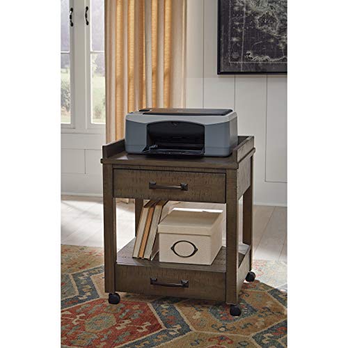 Signature Design by Ashley Johurst Rustic Printer Stand or Accent Table, Distressed Brown