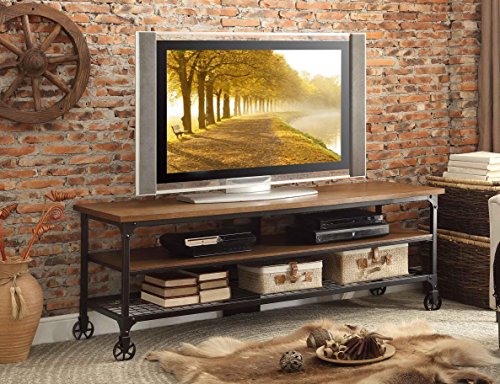 Homelegance 50990-T Two Shelves Cottage Style TV Stand with Black Metal Frame