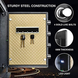 YCGSHOP Digital Security Safe Box, Money Box with Double Safety Key Lock and Password, Special own Interior Lock Box Safe for Home Office - 2.3 Cubic Feet