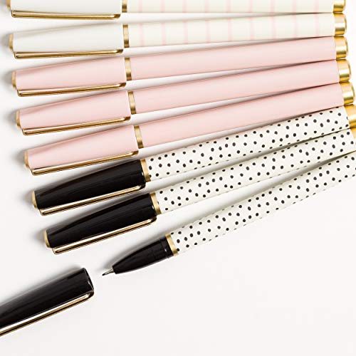 U Brands ‘The Catalina’ Felt Tip Pen, Dots and Stripes, 0.7mm, Black Ink, 12-Pack