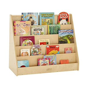 ECR4Kids-ELR-0339 Birch Hardwood Single-Sided Bookcase Display Stand for Kids, 5 Shelves, Natural Birch Hardwood Kids’ Bookshelf, Bookshelf for Kids, GREENGUARD [GOLD] Certified Book Display,15"