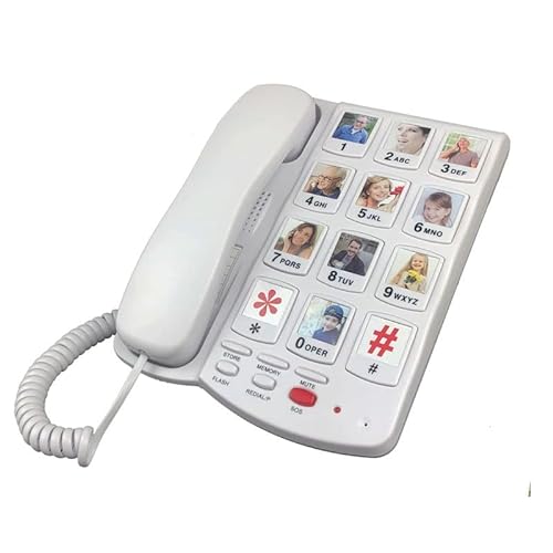 MaGiLL Big Button Cord Phone for Seniors with Picture Memory Key and Amplifier