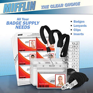 Mifflin-USA Flat Breakaway Safety Lanyard for ID Badges (Black, 36 Inch, 1000 Pack), Soft Woven Neck Line