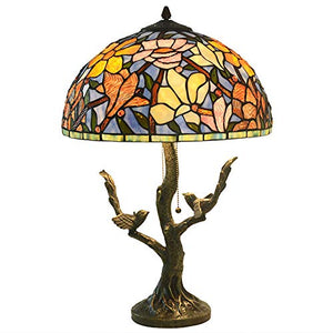 MaGiLL Tiffany Style Desk Lamp - Retro 25 Inch High Copper Magnolia Stained Glass Lampshade