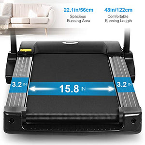 ONETWOFIT Folding Electric Treadmill, 2.0HP Motor, 1km/h - 12.8km/h, Automatically add lubricating Oil, Soft Drop System, Running Surface 48x16 inch, Ideal for Home/Office