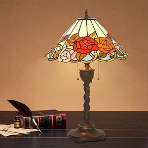 GAUUA 18 Inch Rose Tiffany Desk Lamp Night Lamp