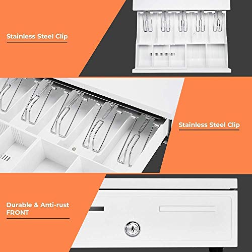 MUNBYN Thermal Receipt Printer and Cash Drawer, 80mm POS Printer with 16" Cash Drawer Register, White
