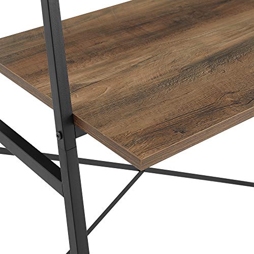 Walker Edison Industrial Wood and Metal X-Back Ladder Desk Home Office Workstation 56 Inch, Rustic Oak