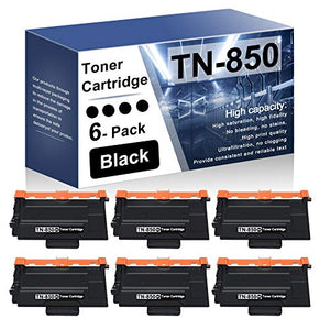 6 Pack Black TN850 TN-850 Compatible Toner Cartridge Replacement for Brother DCP-L5500DN L5600DN MFC-L6700DW L6800DW L6900DW HL-L6200DW L6250DW L5000D L5100DN Printer Toner Cartridge[High Yield]