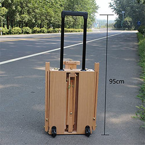 YIFUTY Portable Sketching Easel for Artists PaintingOil Painting Box Wooden Easel Go Out to Sketch with Pulley Pushable