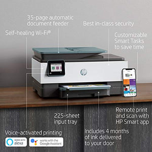 HP OfficeJet Pro 8028 All-in-One Instant Ink Ready Inkjet Printer - 4-in-1 Print, Scan, Copy, Fax Business Office Bundle - WiFi and Cloud-Based Wireless Printing - Blue - BROAGE 6 Feet Printer Cable