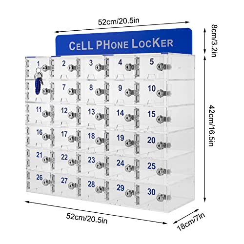 CNCEST 30 Slots Wall-Mounted Cell Phone Storage Locker Box with Door Locks