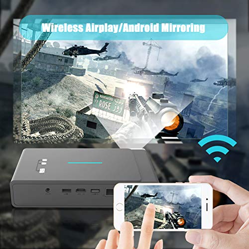 TOUMEI Video Projector, 3D DLP 1080P HD, 3800 Lumens, Wireless Screen Share for iOS iPhone iPad Android Bluetooth 4.0 Keystone Correction, HDMI/TF/USB, No Built-in battrery, with Free 3D Glasses