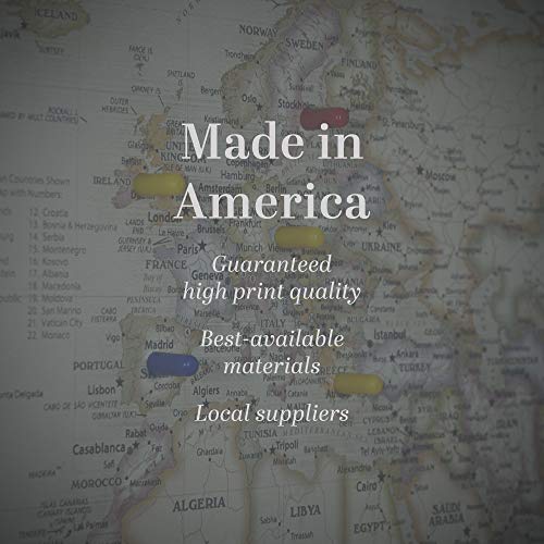 Home Magnetics Interactive World Map Art | Framed Magnetic Geographic Map | 30 Marker Pins Included (46x34)