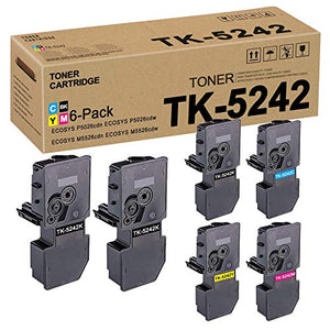 (6PK-3BK+1C+1M+1Y) TK5242 TK-5242 1T02R70US0 1T02R7CUS0 1T02R7BUS0 1T02R7AUS0 Toner Cartridge Replacement for Kyocera ECOSYS P5026cdn P5026cdw M5526cdn M5526cdw Toner Kit Printer
