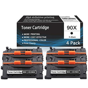 Black 90X | CE390X 4-Pack Toner Cartridge Compatible for HP Printer M601n M601dn M602n M602dn M602x M603n M603dn M603xh M4555h M4555fskm M4555 Printers Toner Cartridge,Sold by AcToner.