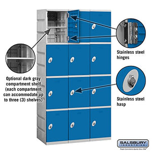 Salsbury Industries 94368BL-U Four Tier Plastic Locker, Blue