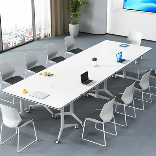 Ptosziav Folding Conference Table Set of 4, White, 140x60cm