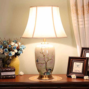 505 HZB Chinese Modern Ceramic Copper Lamp, Bedroom Bedside Lamp, Living Room Study Desk Lamp