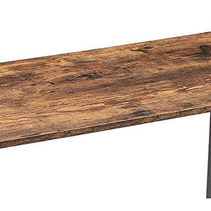 Benjara Wooden Top Writing Table with Metal Tubular Legs, Brown and Black
