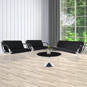 Kinbor Black PU Leather Waiting Room Chairs - 7-Seat Office Guest & Reception Chairs