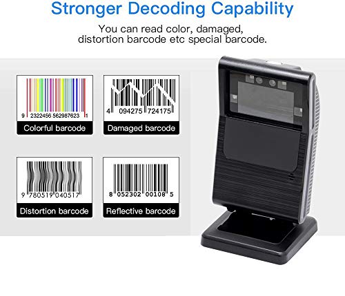 Case of 10 Packs, MUNBYN 1D 2D Omnidirectional Barcode Scanner, 1200Scans/Sec USB Wired QR Code/Data Matrix/PDF417 Scanner Handsfree, Compatible with Windows, Mac, Linux,