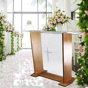 None Lectern Podium Stand Church Cross Chanting Table Transparent Wooden Stand Wedding Party Hosting Conference Table