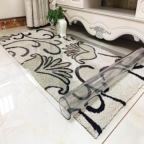 LOBUNS Clear Vinyl Plastic Floor Protector Runner Rug Mat - Anti-Static, Non-Slip, Durable - Home Office Carpet Protection, 1.5mm Thick, Various Widths - 10ft