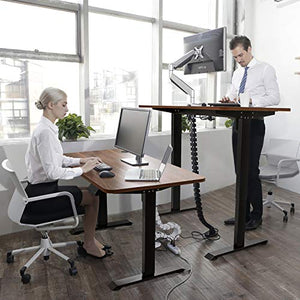 JUMMICO Electric Height Adjustable Standing Desk Office Computer Table Stand Up Home Workstation T-Shaped Metal Bracket with 44 x 24 Inches Wood Tabletop (Walnut)