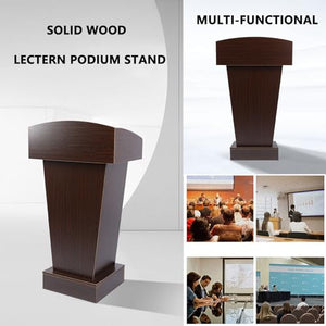 Yadlan Wooden Lectern Podium Stand with Storage Area and Baffle Plate