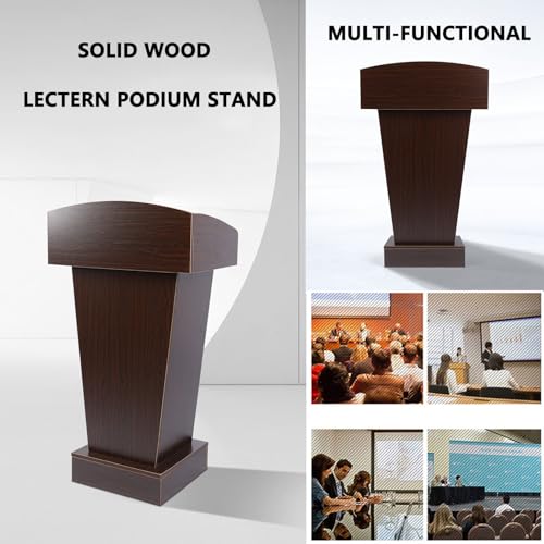 Yadlan Wooden Lectern Podium Stand with Storage Area and Baffle Plate