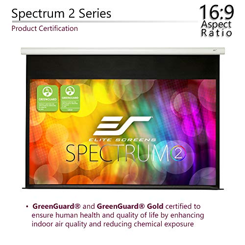 Elite Screens Spectrum2, 120-inch 16:9, 12-inch Drop, Electric Motorized Drop Down Projection Projector Screen, SPM120H-E12