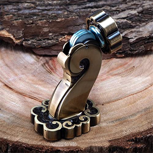 Classical Pattern Magnetic Door Stopper Copper Holder Catch Floor Fitting - Home Bedroom (Color: A)