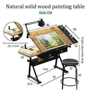 FLaig Adjustable Drawing Table with Tiltable Tabletop and Storage Drawers