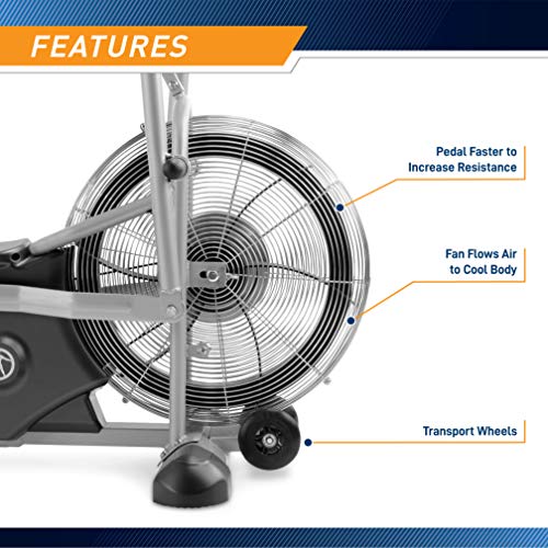 Marcy Exercise Upright Fan Bike for Cardio Training and Workout AIR-1 , black, 48.0' L x 25.0' W x 48.0' H