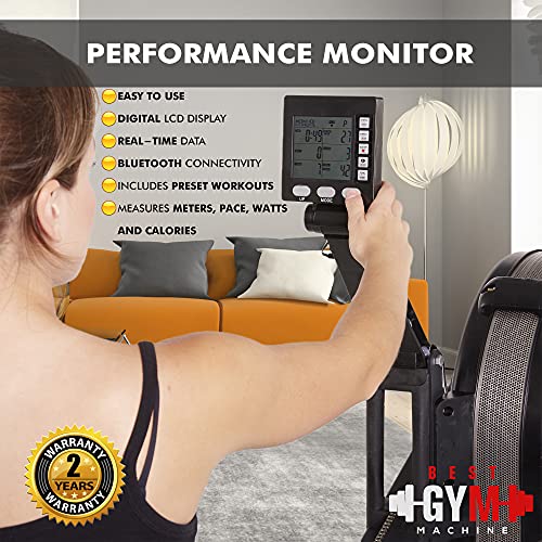 Rowing Machine - Total Body Workout Machine - Perfect Rowing Machines for Home Use Indoor Gym - High Calorie Burning Rower Machine - Bluetooth Connectivity Folding Rowing Machine