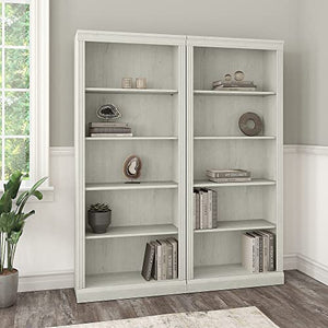 Bush Furniture Saratoga 5-Shelf 72-Inch H Bookcase Set, Linen White Oak