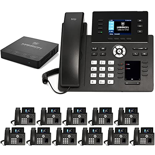 MM MISSION MACHINES Business Phone System: Premium Pack - Auto Attendant/Voicemail, Cell & Remote Extensions, Call Recording - 2 Months Service (12 Phone Bundle)