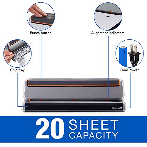 Swingline Electric 3 Hole Punch, Hole Puncher, Optima 20, 20 Sheet Punch Capacity, Silver (74520)