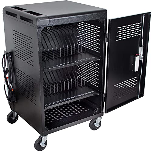 30 Device Laptop Charging Cart for Chromebook Storage - Classroom Charging Station for 30 Chromebook and Laptop Under 14 Inch Screen - Laptop Charging Station with 2 Power Strips with 15 Outlets Each