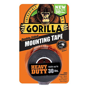 Gorilla Heavy Duty Mounting Tape, Double-Sided, 1" x 60", Black - 24 Pack