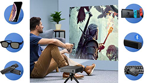 Smart Projector - Artlii Venus WiFi Bluetooth Mini Projector with Android, 240 ANSI Lumen DLP Projector with 350” Screen, Home Projector Support 1080P, 3D and ±45°4D Keystone