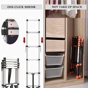 LUCEAE Aluminum Alloy Foldable Multifunction 4 Step Telescoping Ladder