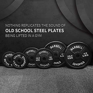 Classic Solid Cast Iron Barbell Plate 2-Inch Insert Olympic Weightlifting Plates Strength Training Weights 25lb 35lb 45lb, Single or Pairs (210LBs - A Set)