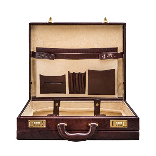Maxwell Scott Personalized Men's Italian Leather Attache Case - Strada Brown