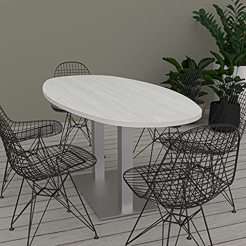 SKUTCHI DESIGNS INC. 6 Ft Oval Shaped Conference Table with Power and Data Module | Harmony Series | Matte Black Base | Asian Night