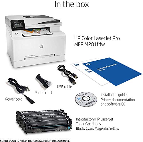 HP LaserJet Pro M281fdw All in One Wireless Color Laser Printer, Amazon Dash Replenishment Ready (T6B82A)